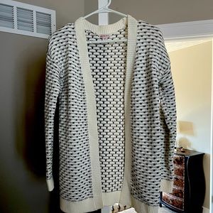 Merona open cardigan, black and cream, heavy knit